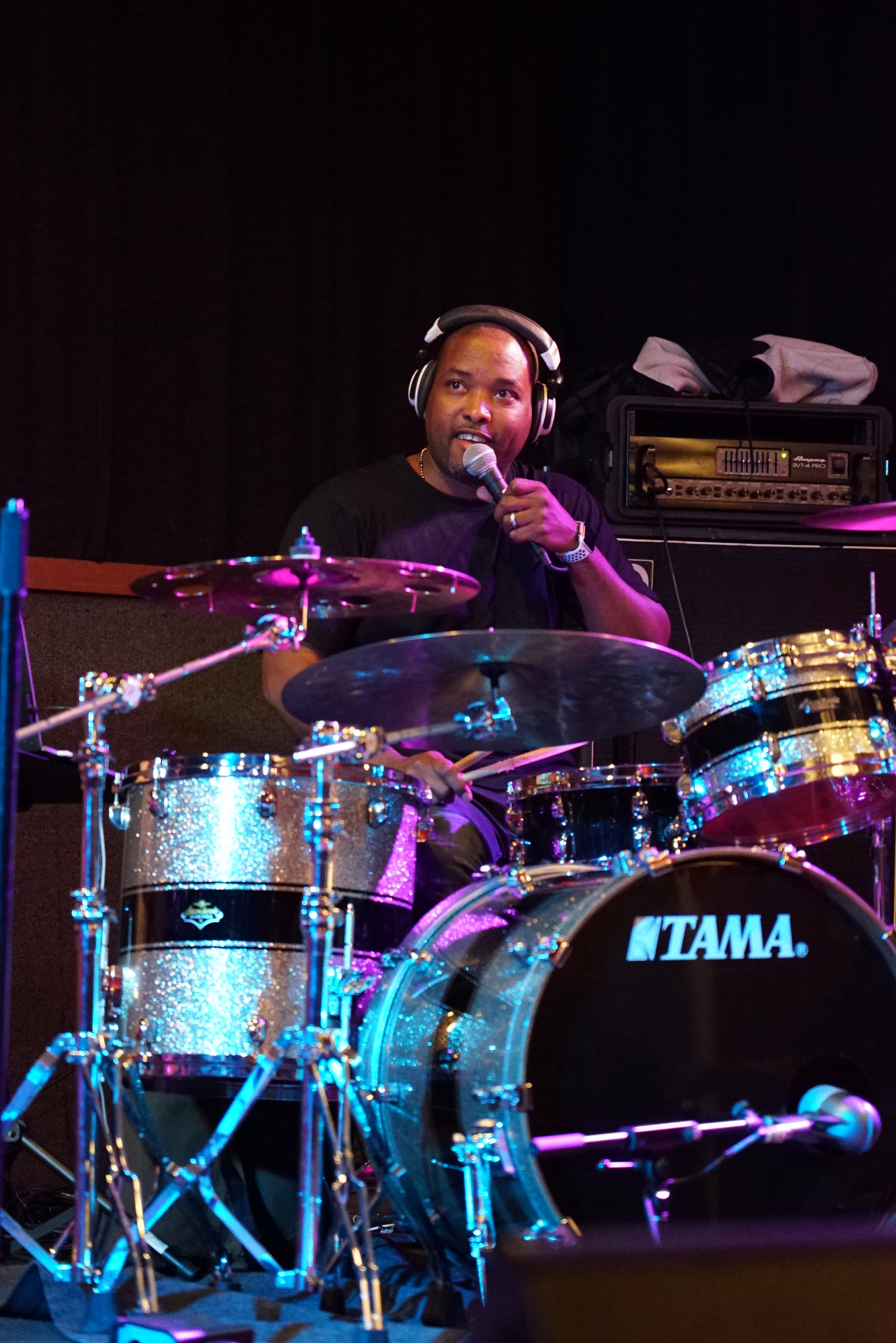 Drummer at a glittered kit